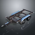 Sturdy Metal Frame Trailer Flatbed Structure With Wheels 3d model