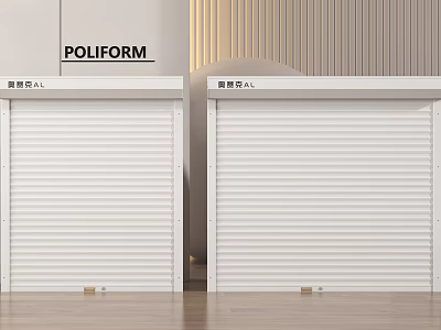 Poliform Smart AL White Roller Shutters In Modern Indoor Wooden Background Setting 3d model