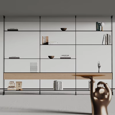 Modern Metal Frame Shelf Unit with Multiple Shelves for Books Decorative Bowls and Storage 3d model