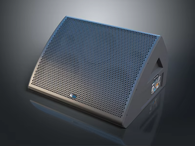 Modern Black Computer Speaker With Mesh Front Panel And Wedge Shape Design 3d model