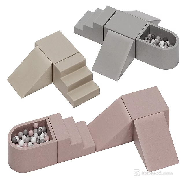 Kids Table With Geometric Blocks And Storage Containers For Play And Learning 3d model