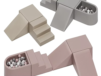 Kids Table With Geometric Blocks And Storage Containers For Play And Learning 3d model
