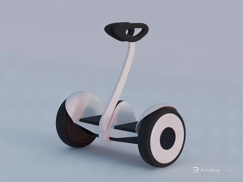 Modern Self Balancing Scooter With White Frame And Black Wheels Design 3d model