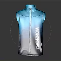 Blue Sleeveless Sports Vest With Gradient Design And Brand Logos
