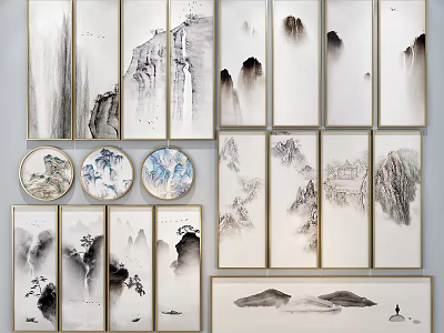 Ink Painting Themed Inflatable Models With Landscape And Figure Art Designs 3d model