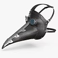 Black Leather Plague Doctor Mask With Long Beak And Glass Lens