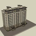 Modern High Rise Building Facade With Multiple Windows And Main Entrance 3d model