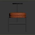 Modern Orange Upholstered Bench With Metal Frame And Small Round Side Table
