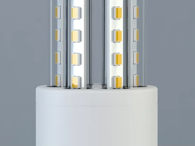 Bright LED Corn Light With Multiple Yellow Beads And White Base Structure 3d model