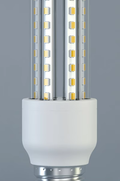 Bright LED Corn Light With Multiple Yellow Beads And White Base Structure 3d model