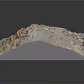 3D Terrain Model With Mountain Slopes Green Vegetation And Rocky Formations