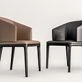 Stylish Leather Brown And Black Dining Chairs With Modern Simple Design 3d model