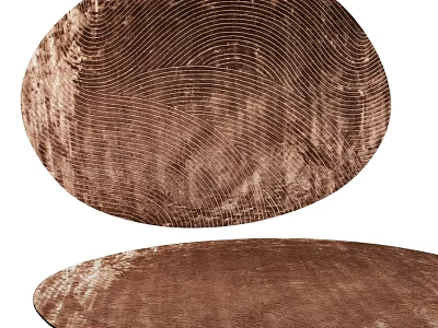 Square Brown Velvet Rug With Wavy Lines And Concentric Circle Patterns 3d model