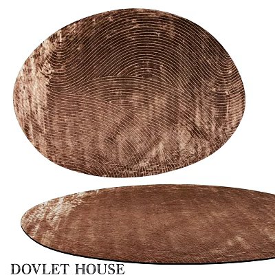 Square Brown Velvet Rug With Wavy Lines And Concentric Circle Patterns 3d model
