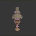 Elegant Vintage Lighting Combination With Glass Shade And Gold Base Stand