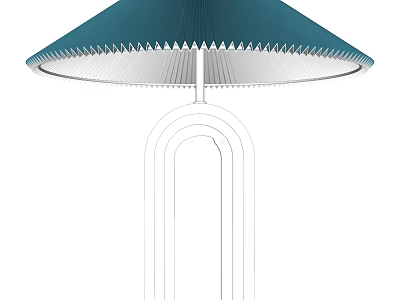 Modern Table Lamp With Teal Pleated Lampshade And White Curved Frame 3d model