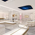 Elegant Luxury Jewelry Store Interior With Glass Display Cases And Starry Ceiling Design