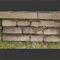 Weathered Stone Steps With Moss Covered Slabs And Green Grass 3d model