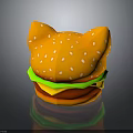 Cat Ear Shaped Burger With Sesame Seed Bun Lettuce Cheese And Patty