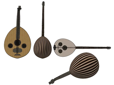 Handcrafted Wooden Musical Instruments And Art Supplies Including Brushes Paints And Stringed Tools 3d model