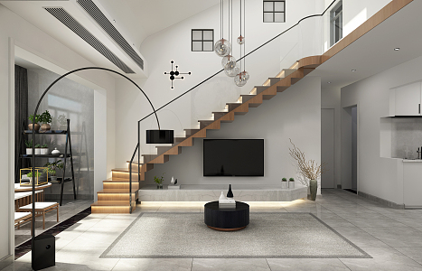 Modern Duplex Living Room Minimalist 3d model