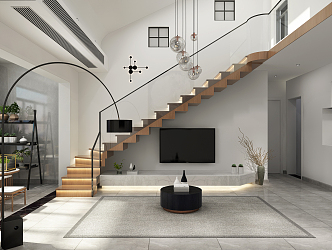 Modern Duplex Living Room Minimalist 3d model