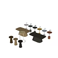 Coffee table combination side table corner table log tea table log dining table 3d model