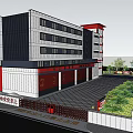 Modern Fire Station Building With Red Accents White Exterior And Green Landscaping