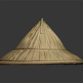 Conical Bamboo Hat Natural Brown Handwoven Traditional Design Isolated Dark Background With Reflection
