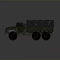 Green Military Tank With Tracked Wheels And Canvas Covered Cargo Area