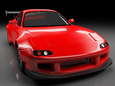 Red Sports Car With Aerodynamic Front Design And Glossy Body 3d model