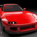 Red Sports Car With Aerodynamic Front Design And Glossy Body