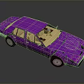 Purple Sedan Car with Four Doors Beige Interior on Gray Background and Reflective Surface