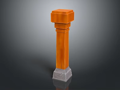 Orange Architectural Column With Square Top And Gray Base Design Structure 3d model