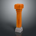 Orange Architectural Column With Square Top And Gray Base Design Structure 3d model