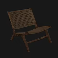 Modern Walnut Wood Frame Leisure Chair With Woven Rattan Seat And Backrest