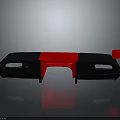 Modern Black and Red Sofa With Sleek Lines Seat Armrest Sections Glossy Finish