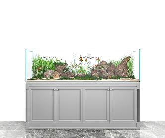 Modern fish tank fish tank aquarium grass tank fish tank landscaping water grass fish tank plant ornaments 3d model