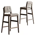 Modern Minimalist Bar Stools With Wooden Frame And Tufted Upholstered Seat