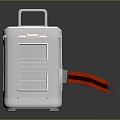 Portable Device With Silver Casing Green Panel And Red Strap Handle