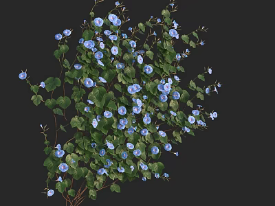 Lush Green Plant With Vibrant Blue Flowers And Fresh Green Leaves 3d model