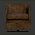 Classic Brown Leather Armchair With Curved Armrests Rivet Detailing And Comfortable Seat