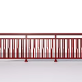Red Metal Railing With Vertical Decorative Bars And Modern Design Structure 3d model