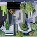 Landscape Wall Design With Green Plants Curved Paths And Paved Surfaces