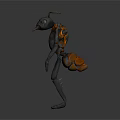 Futuristic Mechanical Ant Robot Character with Metallic Limbs and Antennae