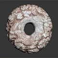 Delicious Brown Ring Shaped Textured Donut With White Powdered Surface On Dark Background 3d model