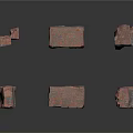 Red Brick Ruined Structures With Textured Surfaces And Broken Columns 3d model