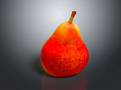 Shiny Red And Orange Pear On Dark Background Showing Vibrant Color And Smooth Surface 3d model