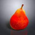 Shiny Red And Orange Pear On Dark Background Showing Vibrant Color And Smooth Surface