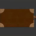 Brown Leather Suitcase With Metal Hardware And Red Luggage Tag